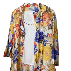 NWT   2P  Floral Jacket and Blouse by alfred Dunner multi colors Sz 14P